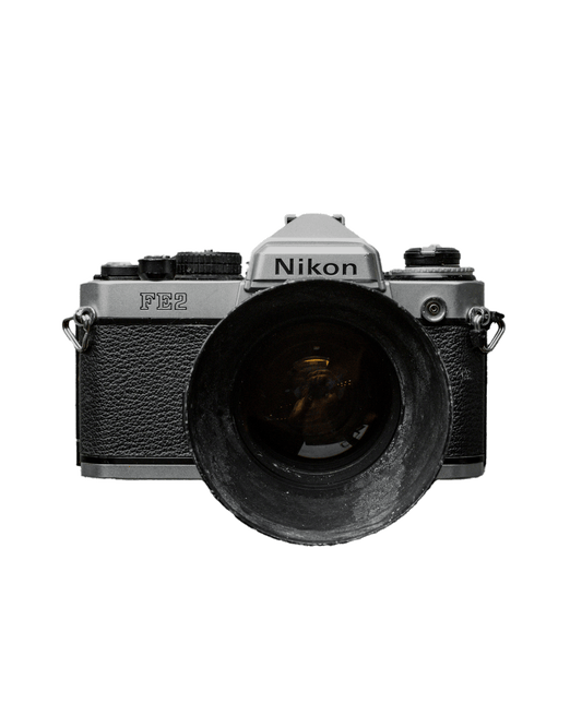 Nikon FE2 w/55mm f/1-1.2 Lens + Lens Hood