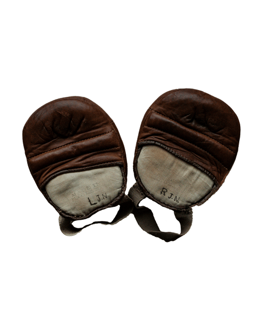 Antique English-Made Leather Boxing Sparring Mitts