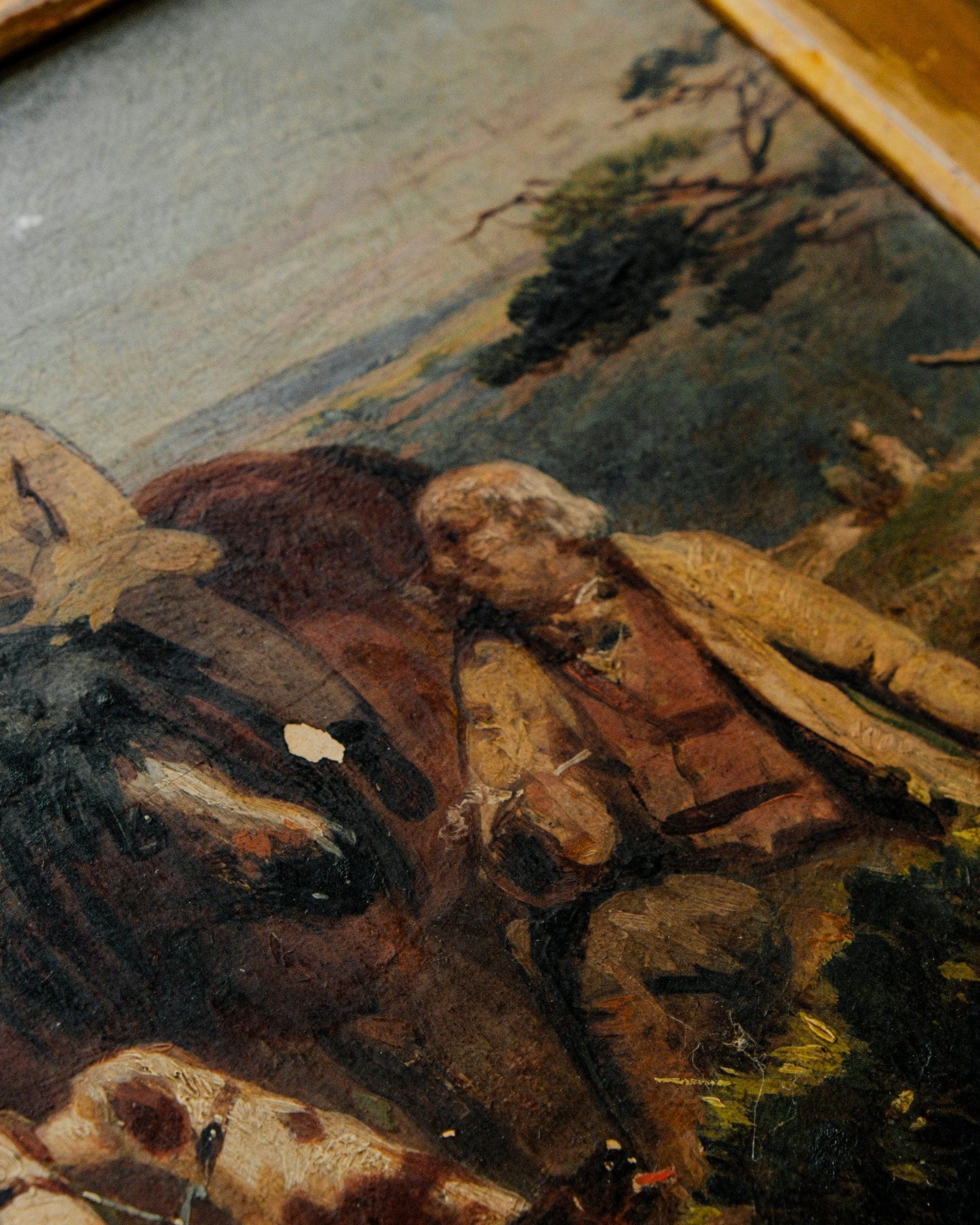 Late 1800s Harry Hall Western Oil Painting