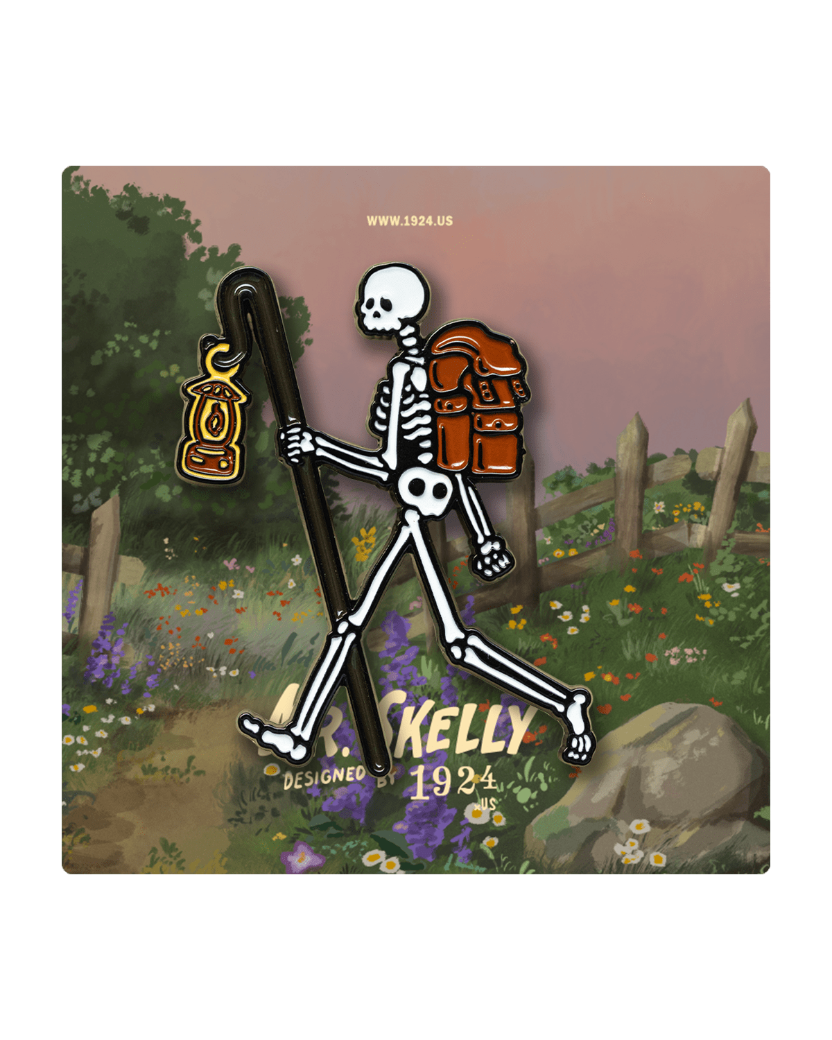 physical Mr Skelly Walking Enamel Pin