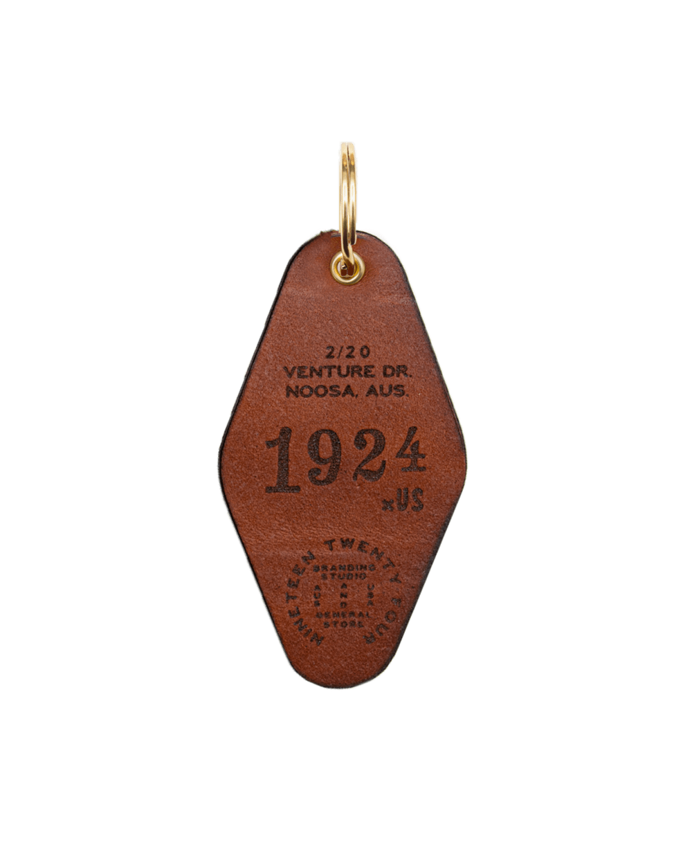 1924us Diamond Leather Keychain Tag