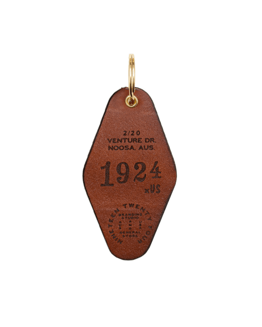 1924us Diamond Leather Keychain Tag