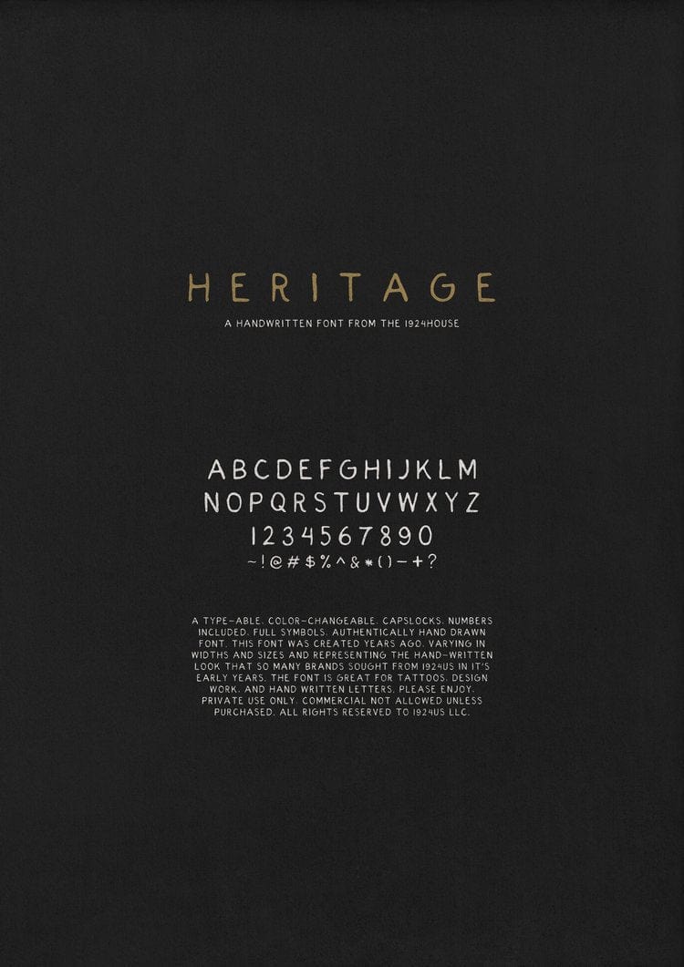 Heritage Font Regular by 1924us