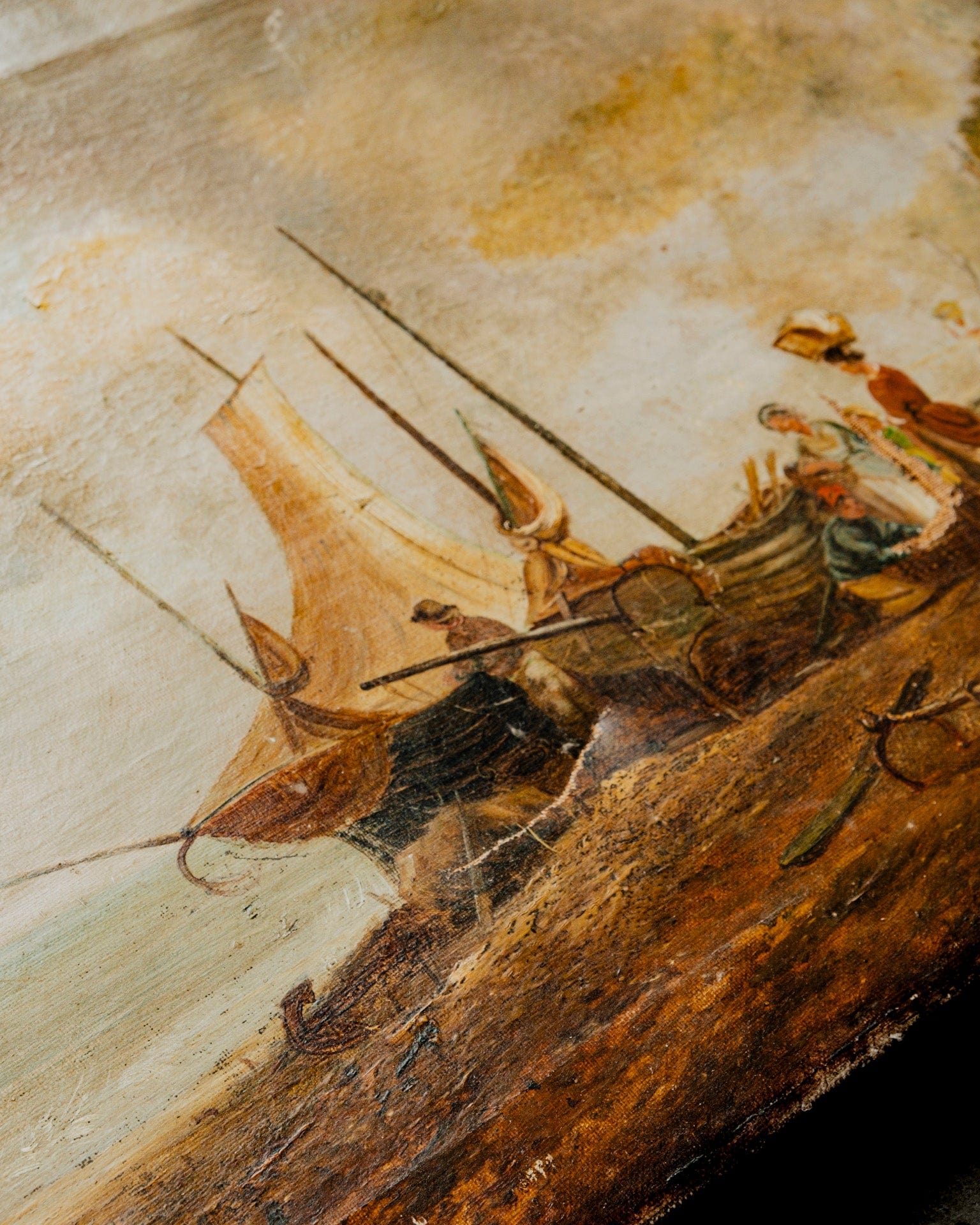 1800s Dutch Shore Oil Painting