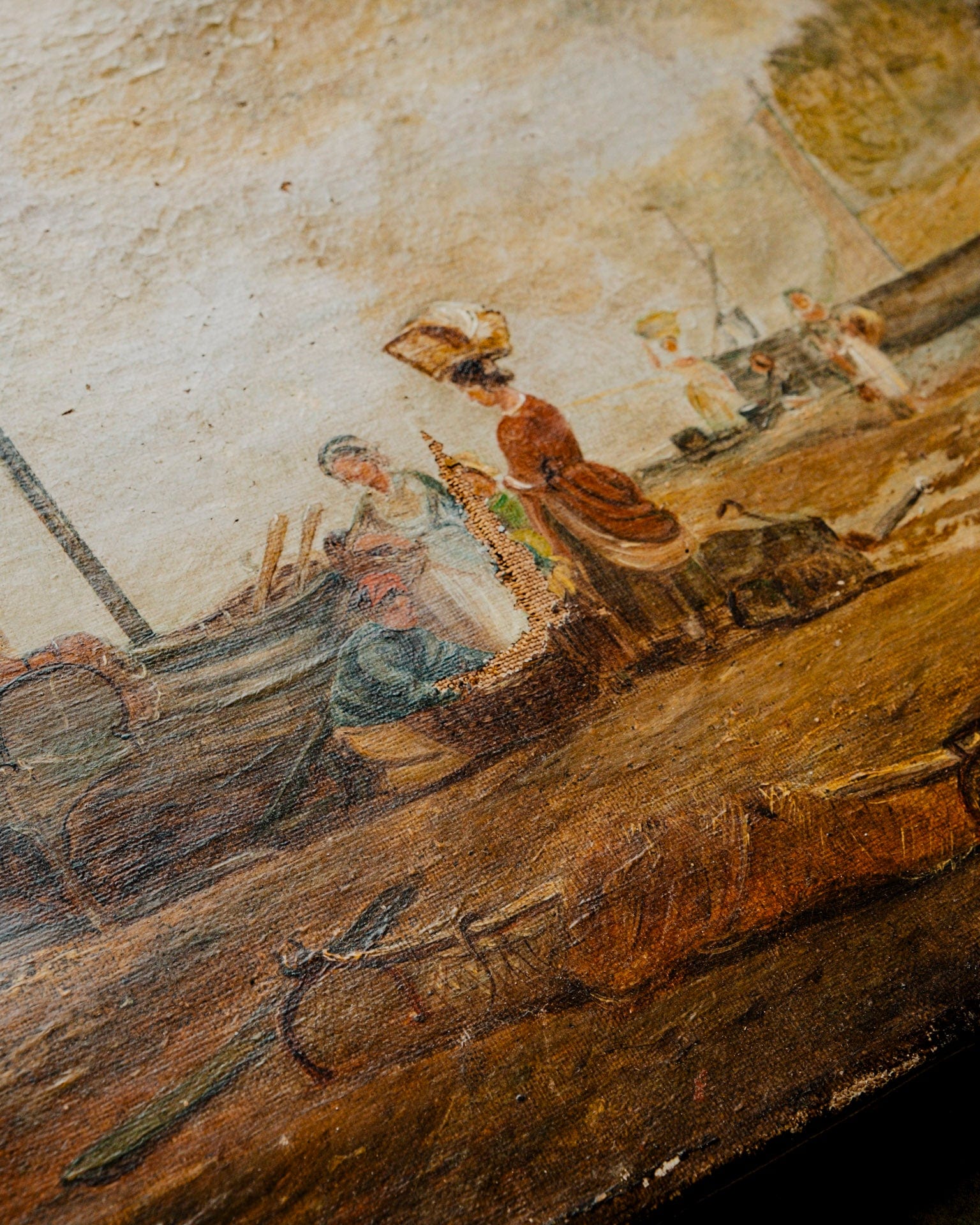 1800s Dutch Shore Oil Painting