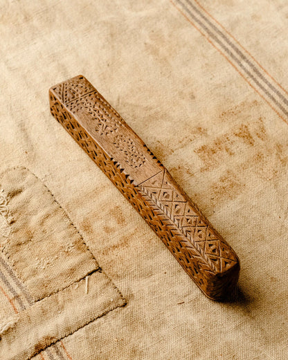 1920s Hand-Carved Wooden Pencil Case