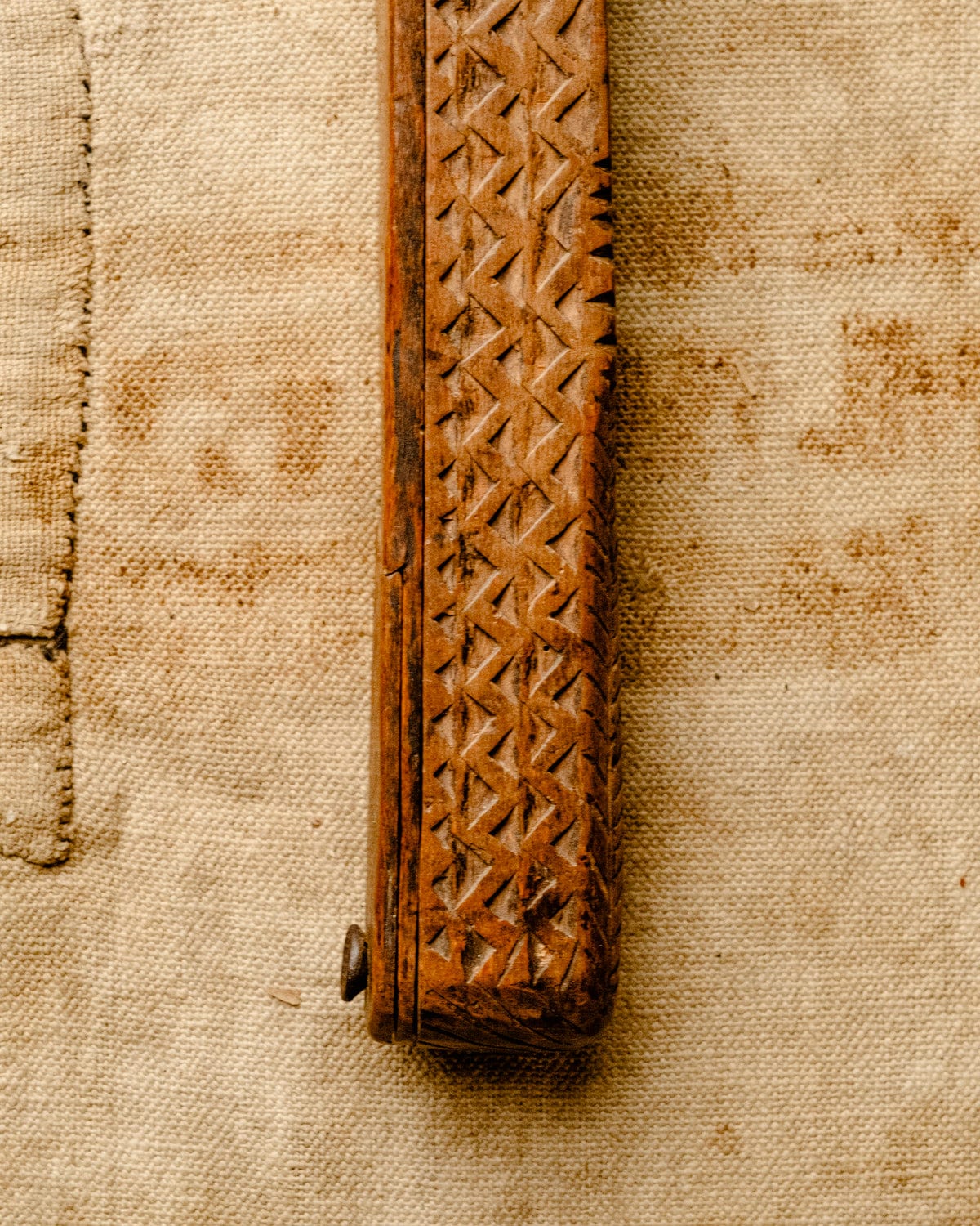 1920s Hand-Carved Wooden Pencil Case