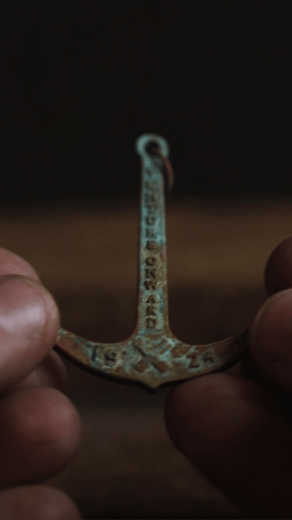 1924us Brass Anchor Keychain