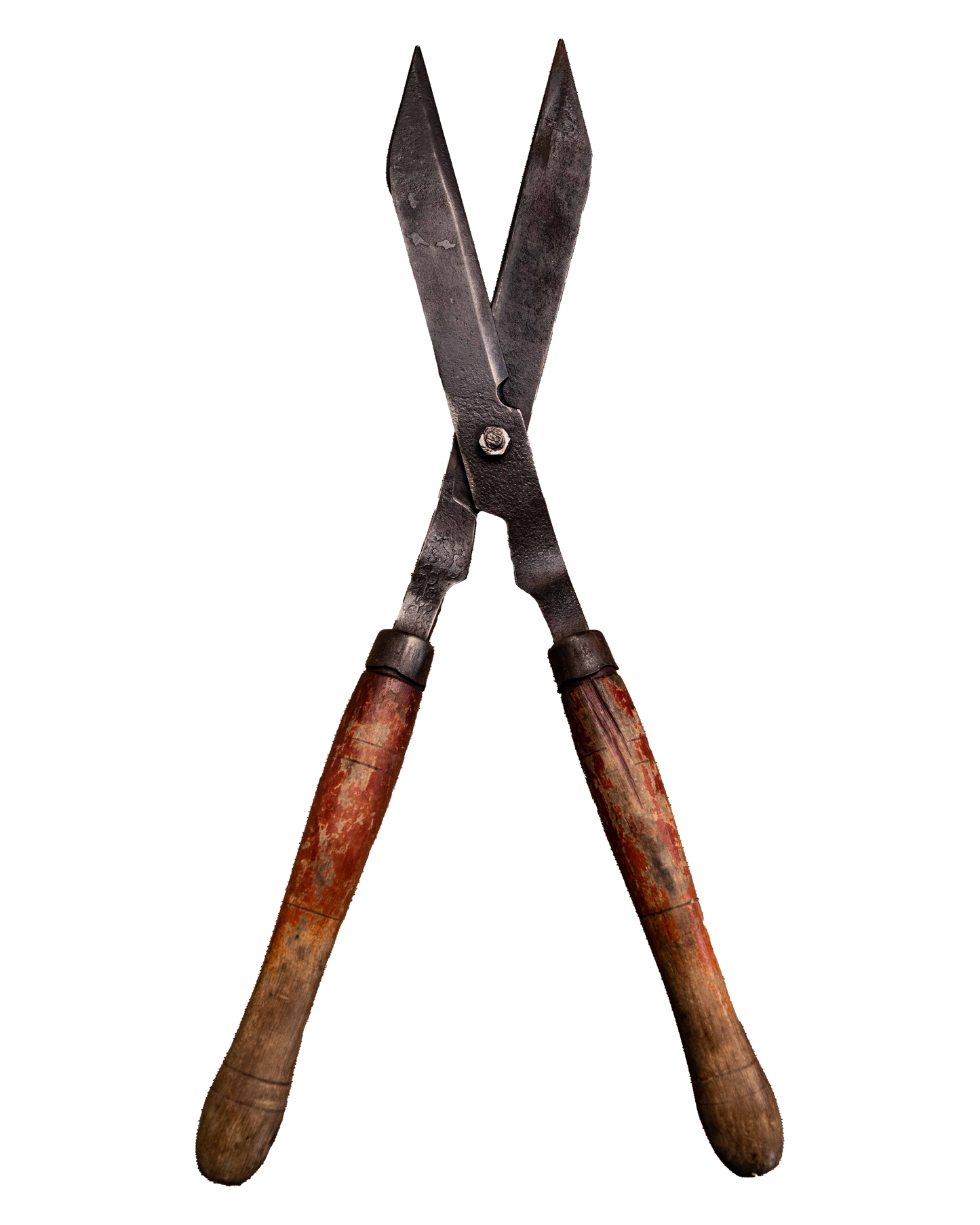 Large steel shears with wood handle