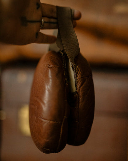 Antique English-Made Leather Boxing Sparring Mitts