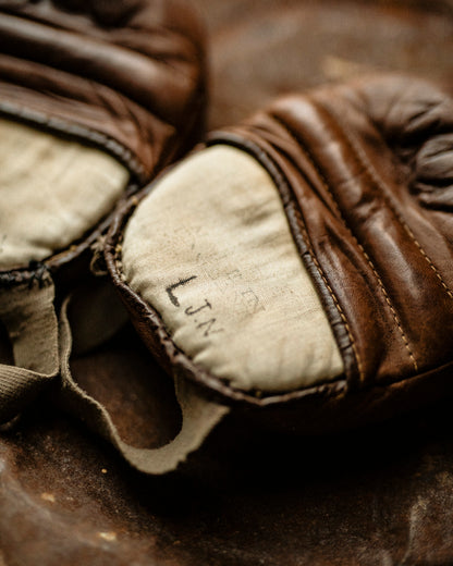 Antique English-Made Leather Boxing Sparring Mitts