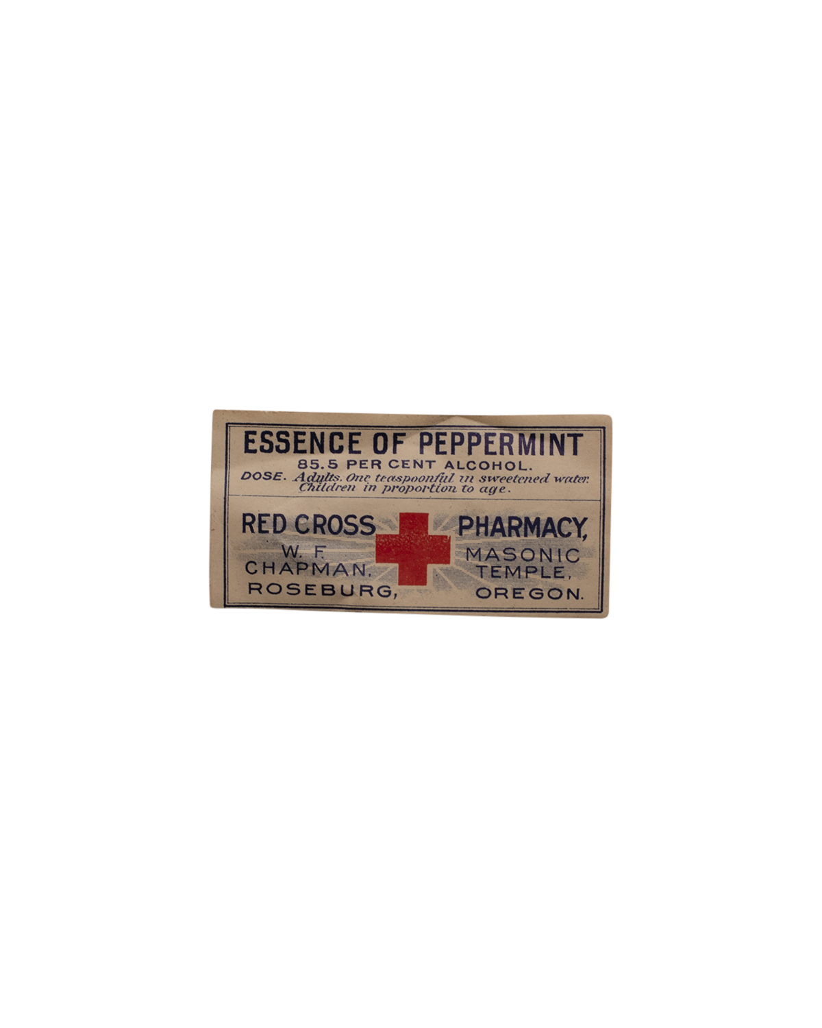 Red Cross Pharmacy Peppermint Essence Label