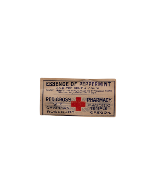 Red Cross Pharmacy Peppermint Essence Label