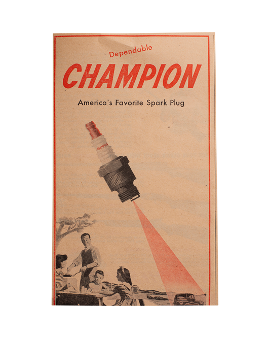 Vintage Double-Sided Advertisment Champion Spark Plug / Winchester