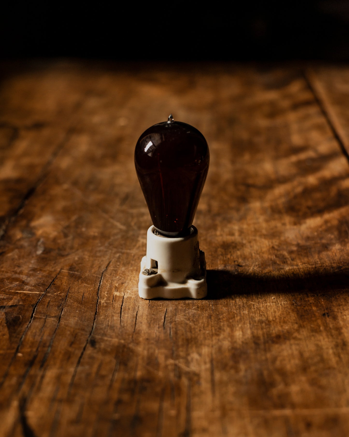 Antique Ceiling Light with Red Bulb Film