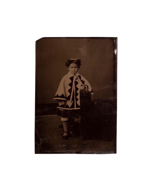 Immaculate Condition Tintype of Girl in Clothing