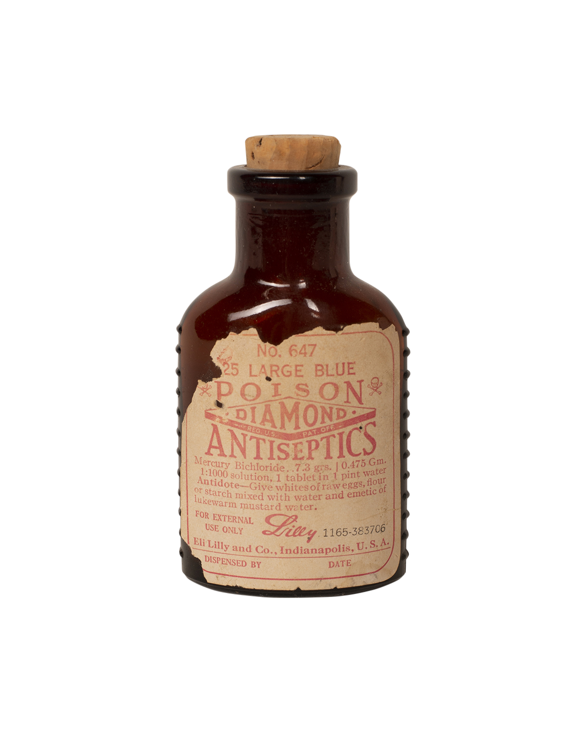 Vintage Lilly Diamond Antiseptics Bottle (with Pills)
