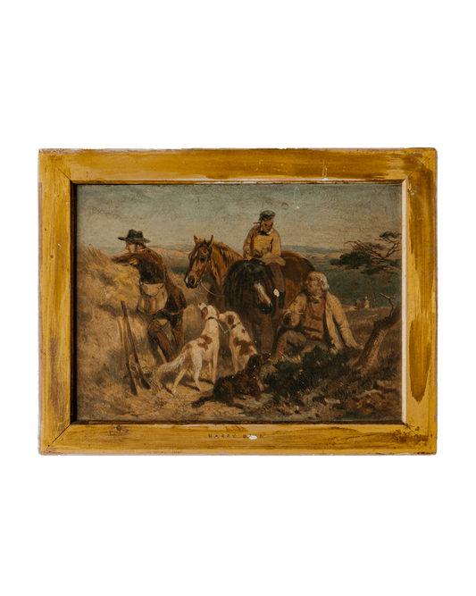 Late 1800s Harry Hall Western Oil Painting