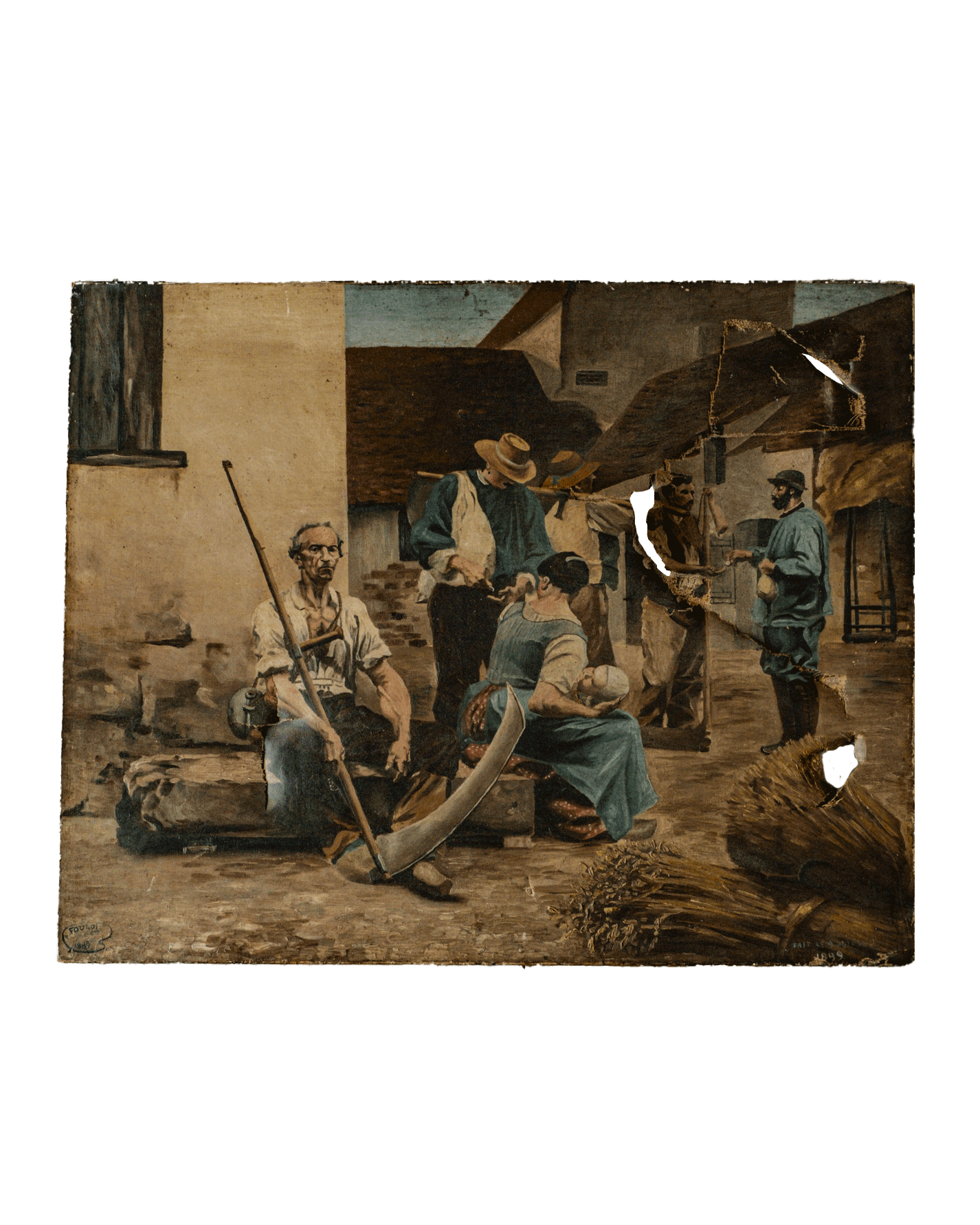 1889 Italian Street Scene Oil Painting