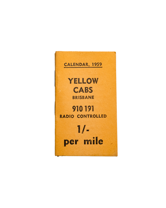 1959 Brisbane Yellow Cabs Pocket Calendar