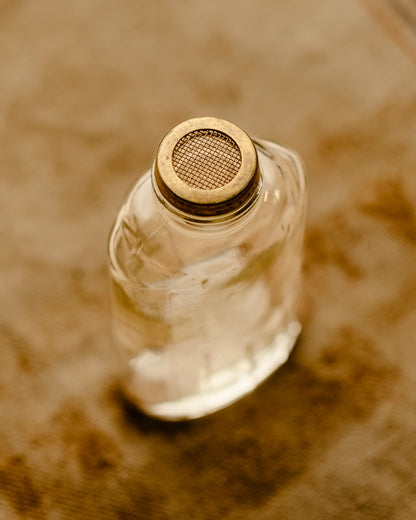 P&P Prince Cosmetics Glass Bottle with Brass Strainer Top