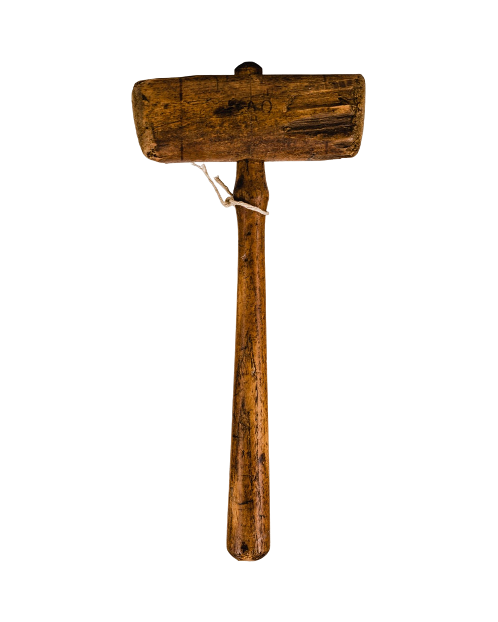 Early 1900s Wooden Mallet with Carved Initials