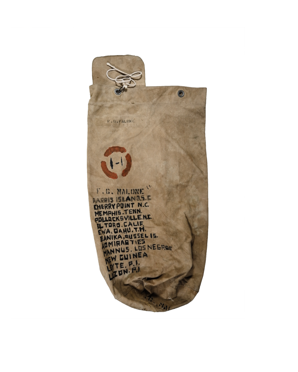 罕见棕色二战海军水手袋