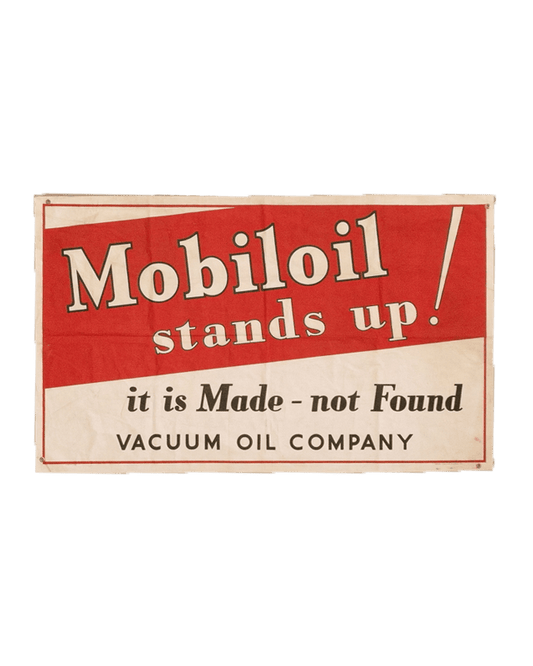 ANTIQUE ADVERTISING BANNER MOBILOIL