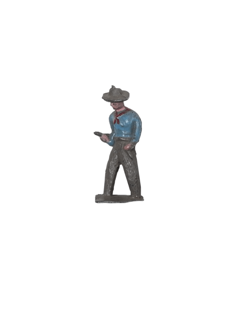 BARCLAY FIGURE OF COWBOY WITH BLUE SHIRT