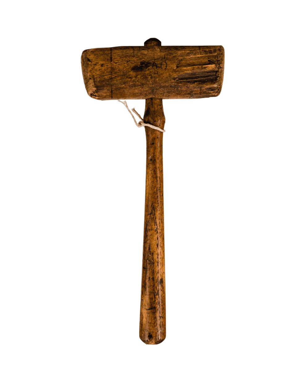 Early 1900s Wooden Mallet with Carved Initials