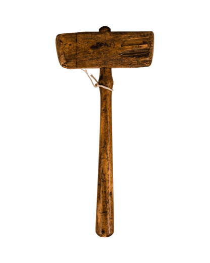 Early 1900s Wooden Mallet with Carved Initials