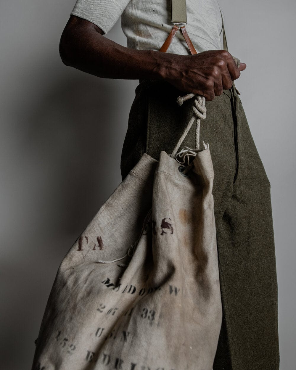 EXTREMELY RARE GREY/OFF WHITE WW2 NAVY DUFFLE