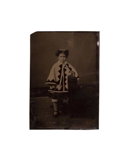 Immaculate Condition Tintype of Girl in Clothing