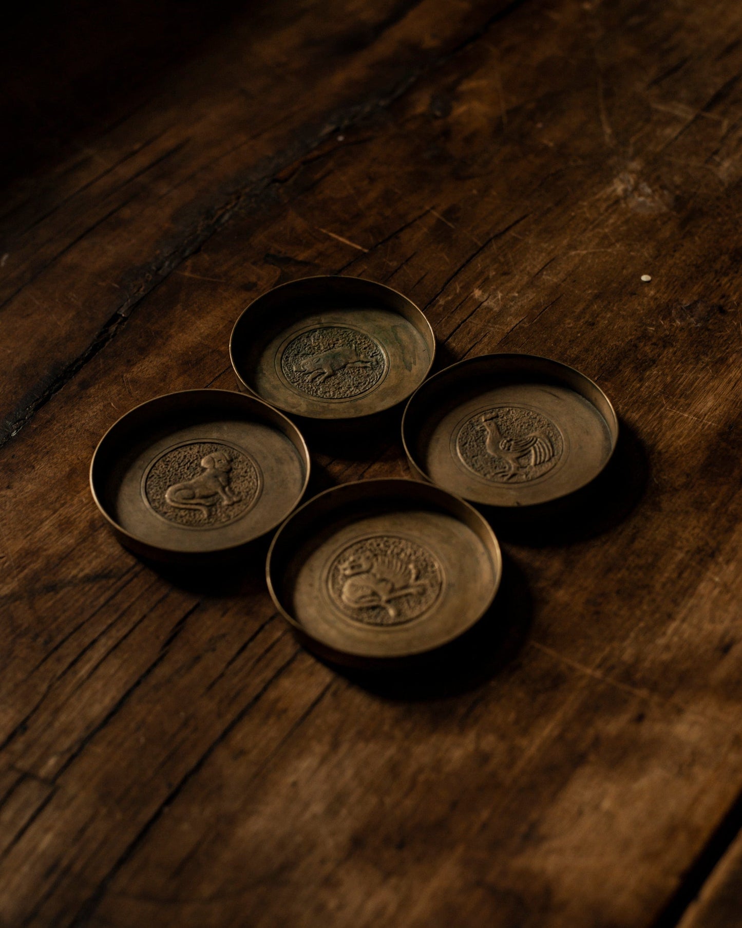 Korean Animal Relief Brass Coaster Trays