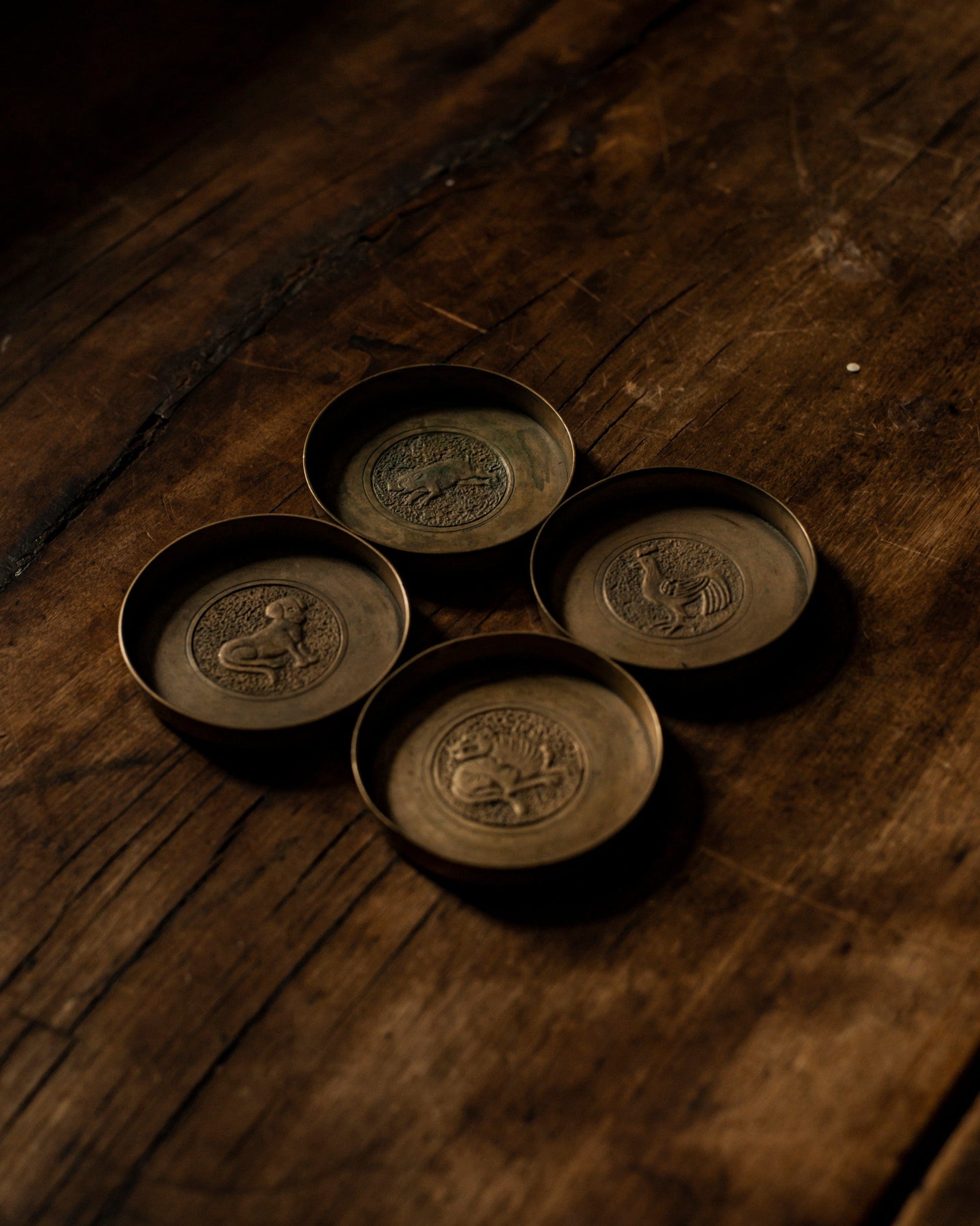 Korean Animal Relief Brass Coaster Trays