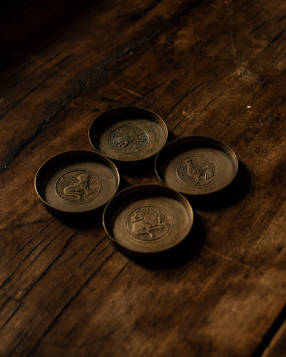 Korean Animal Relief Brass Coaster Trays