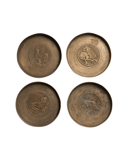 Korean Animal Relief Brass Coaster Trays