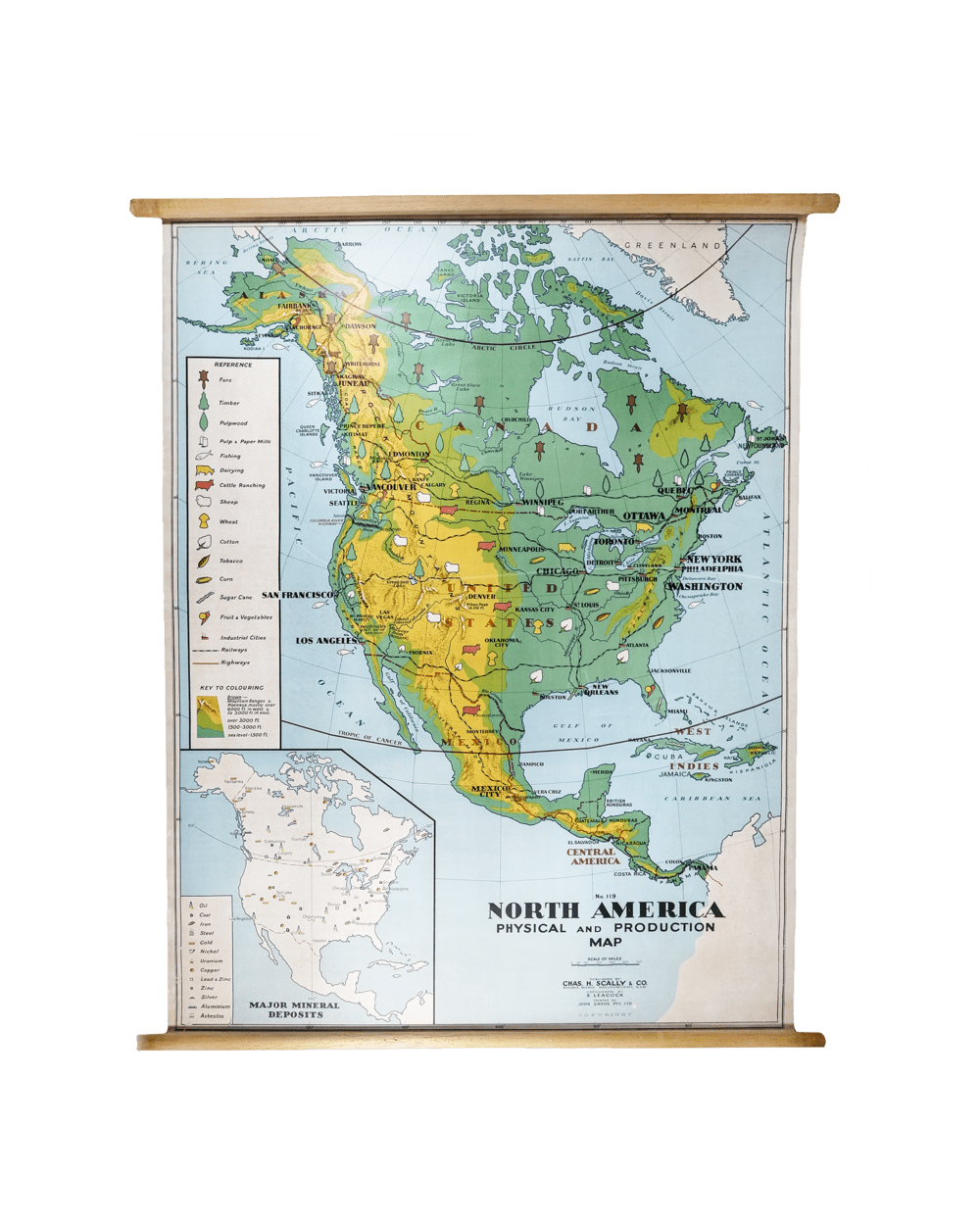 NORTH AMERICA PHYSICAL/PRODUCTION MAP