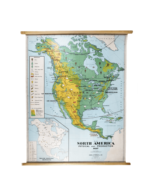 NORTH AMERICA PHYSICAL/PRODUCTION MAP