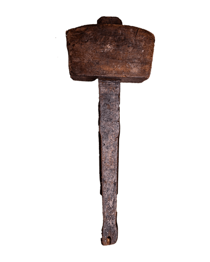 Old wood carpenter mallet