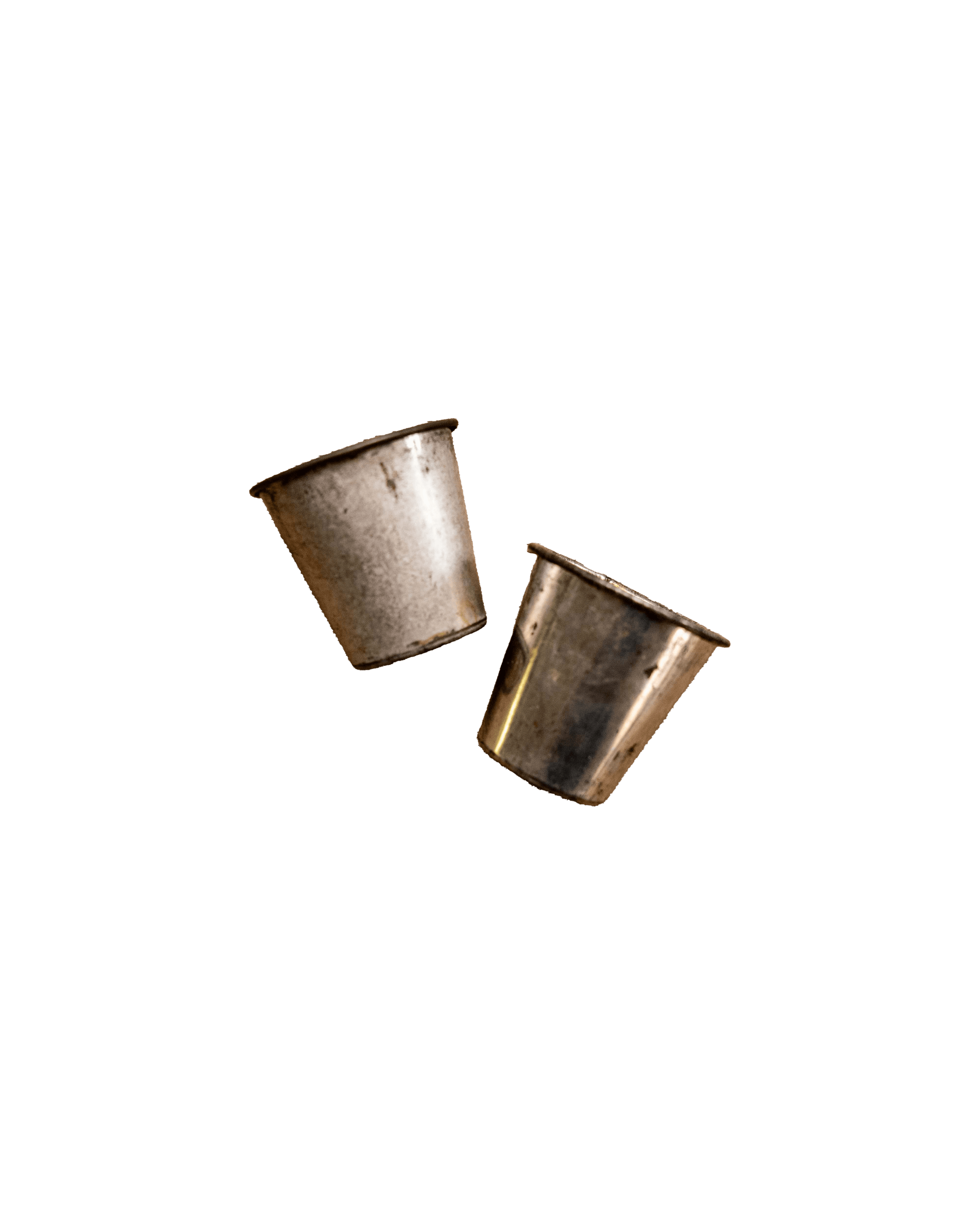 Pair of slightly rusted espresso cups