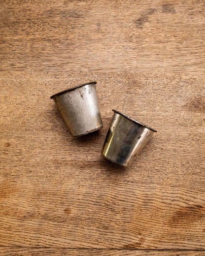 Pair of slightly rusted espresso cups