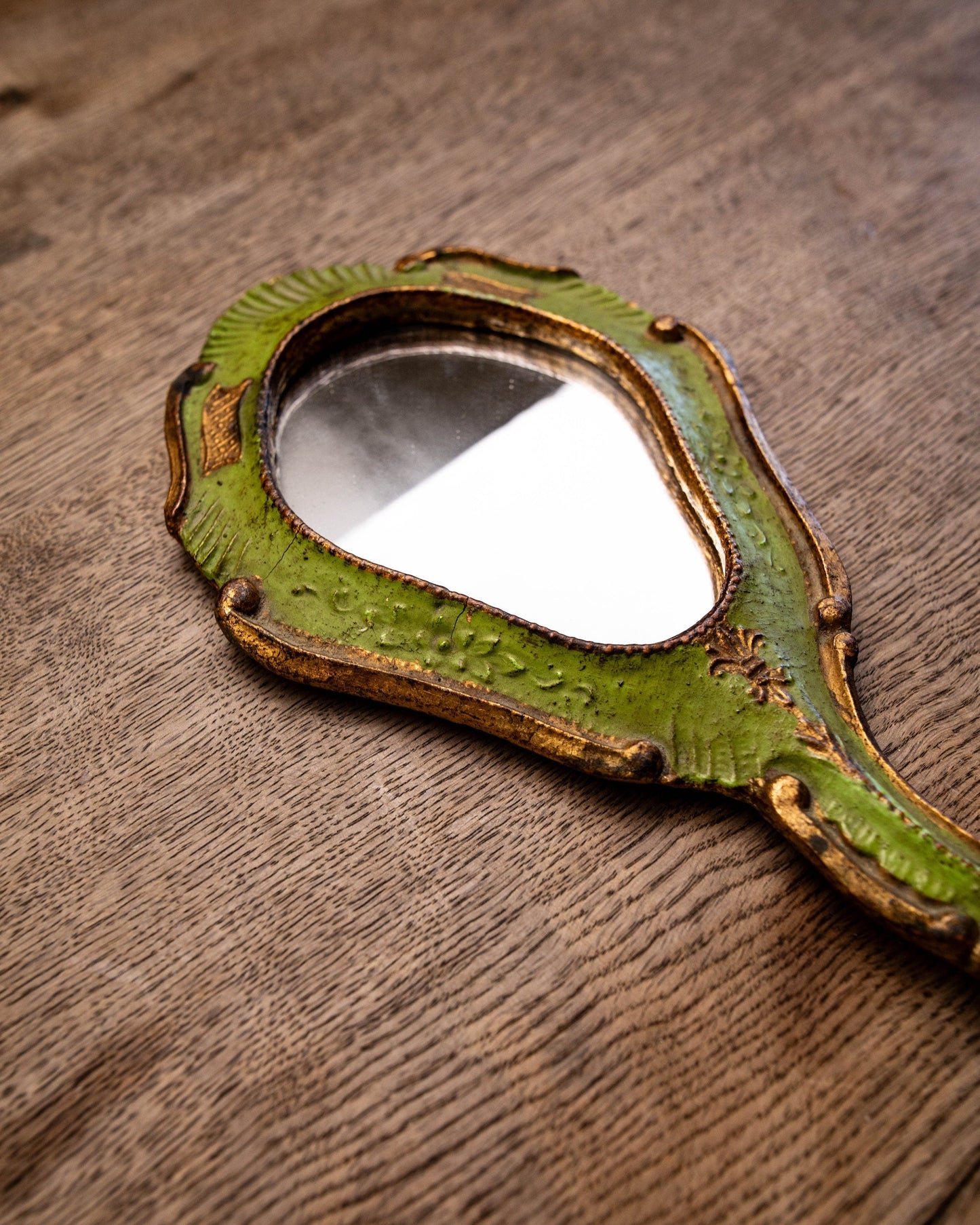 physical 1930's art deco handheld mirror