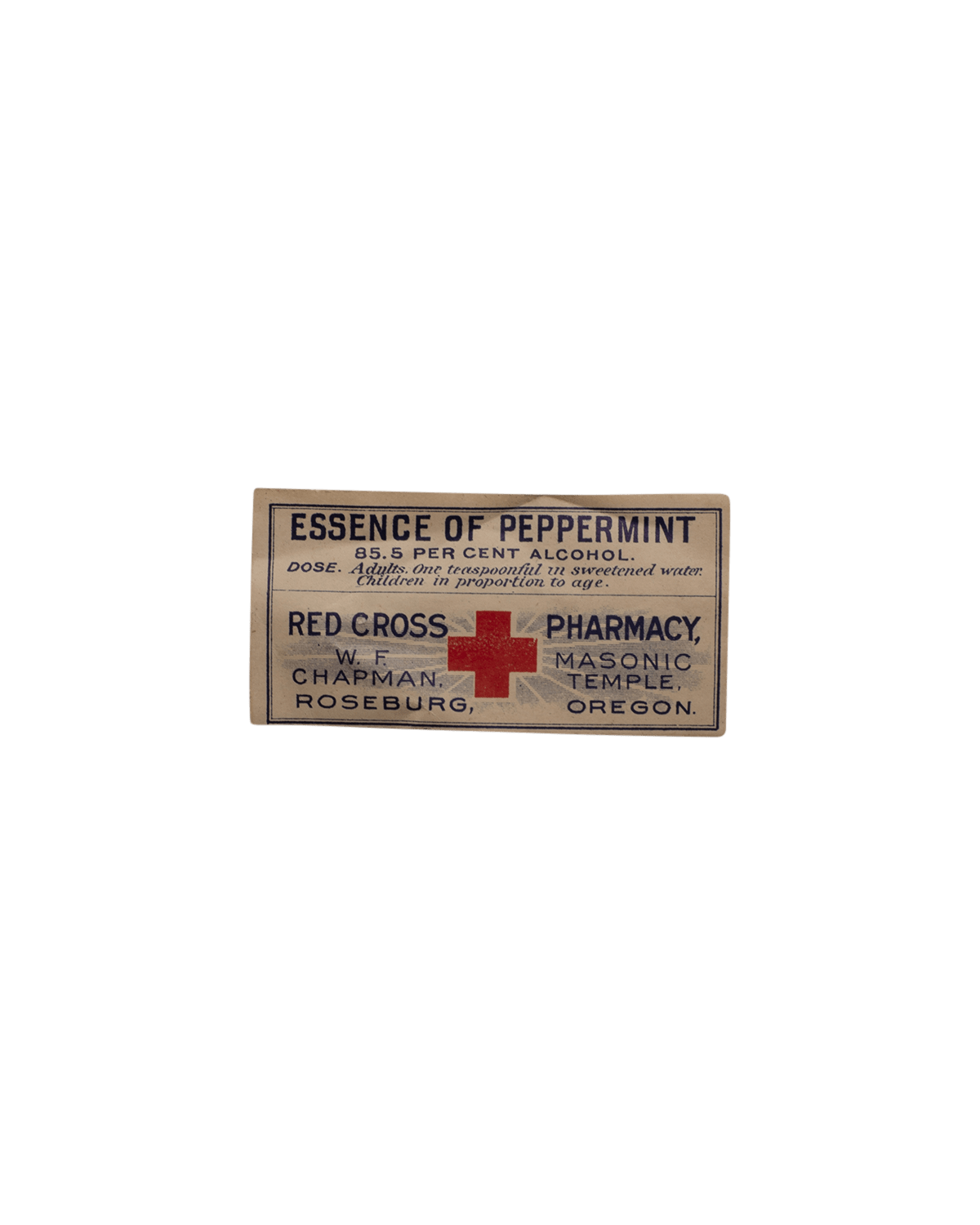 Red Cross Pharmacy Peppermint Essence Label