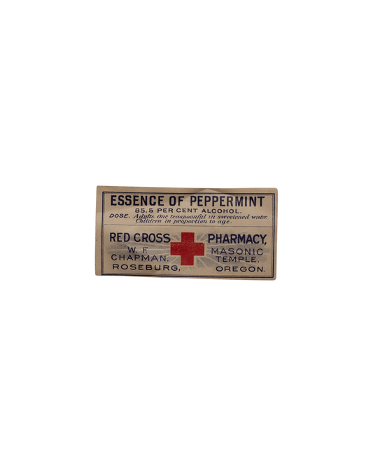 Red Cross Pharmacy Peppermint Essence Label