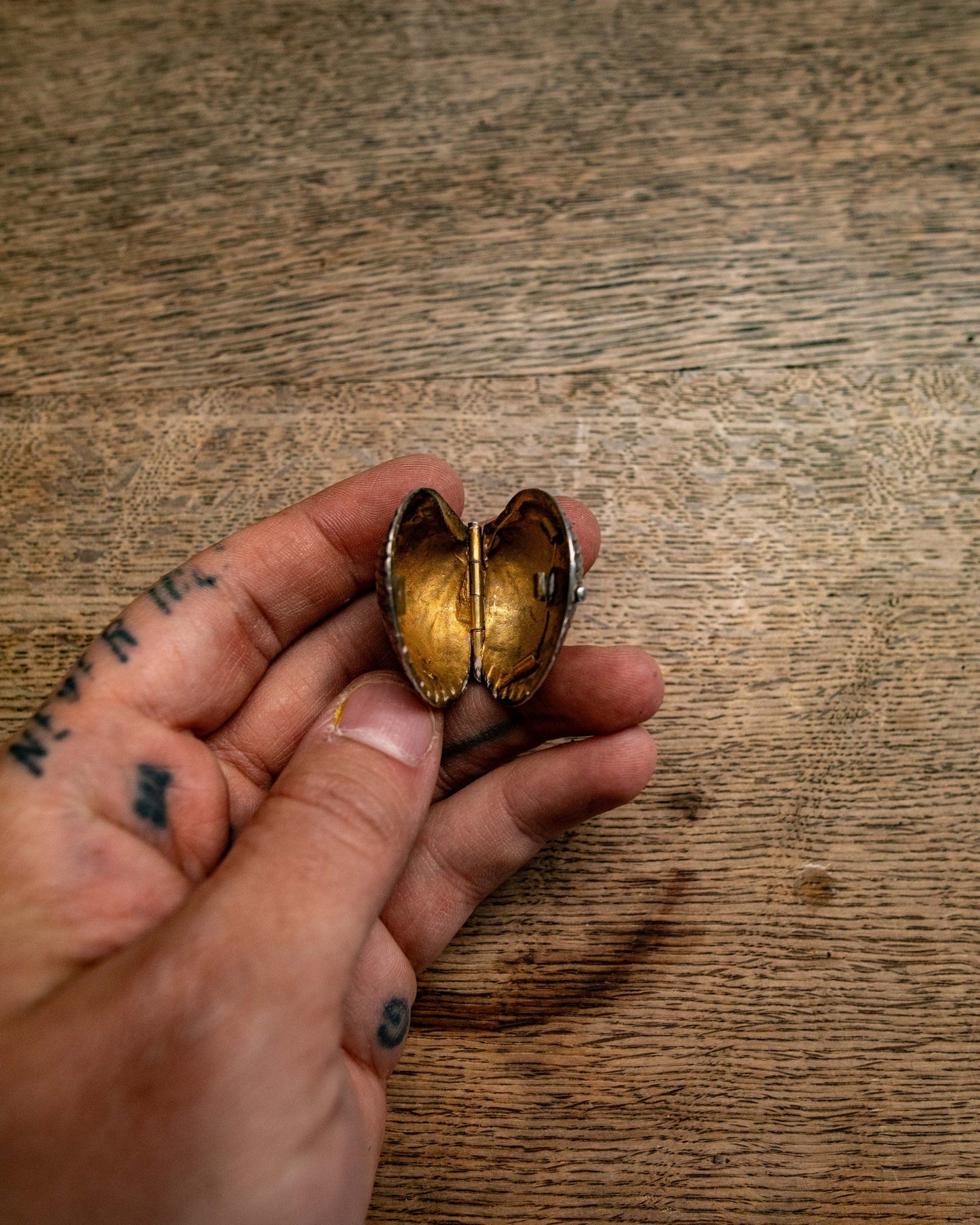 Silver and brass shell ring box