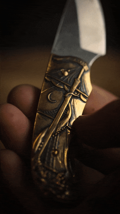 Solid Brass Fin Pocket Knife