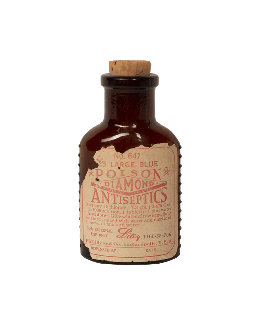 Vintage Lilly Diamond Antiseptics Bottle (with Pills)