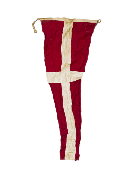 VINTAGE PENNANT SIGNAL FLAG 4 RED WITH WHITE CROSS