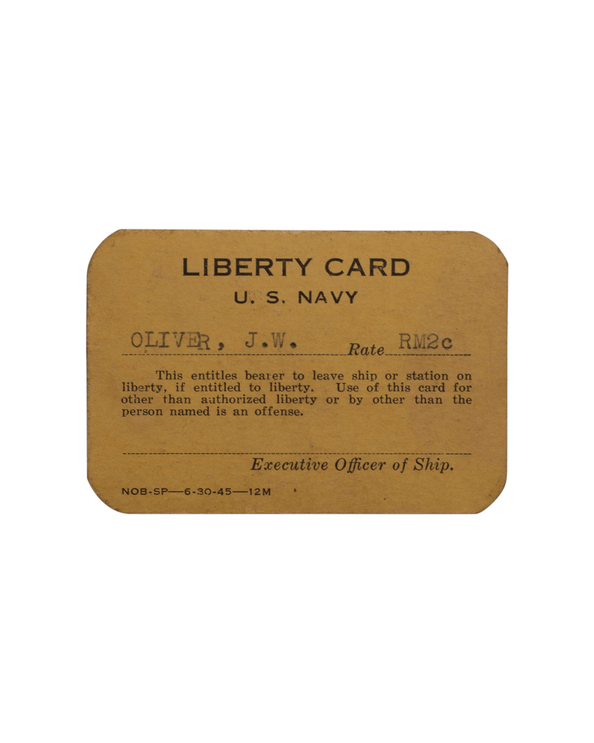 WW2 US Navy Liberty Card